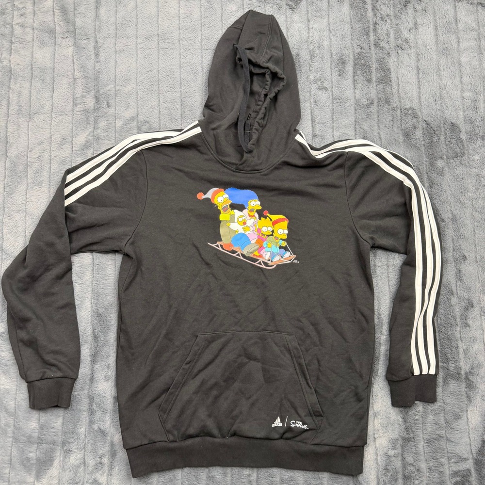 Adidas x The Simpsons Mens Black Sled Graphic Hoodie Sweatshirt Medium GS6314